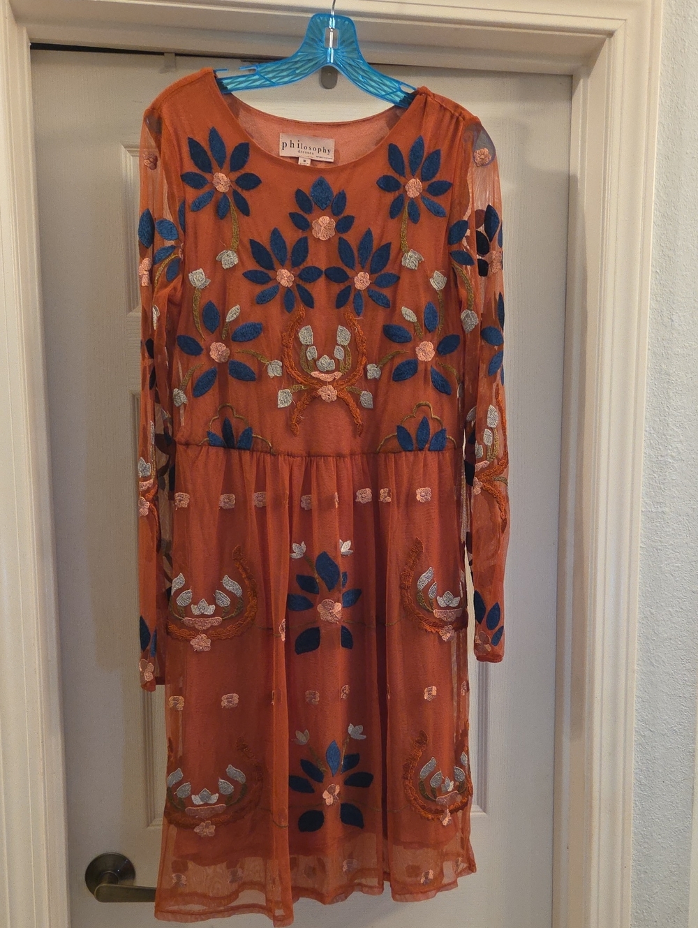 Philosophy Republic Boho Mesh Embroidered Dress Size M